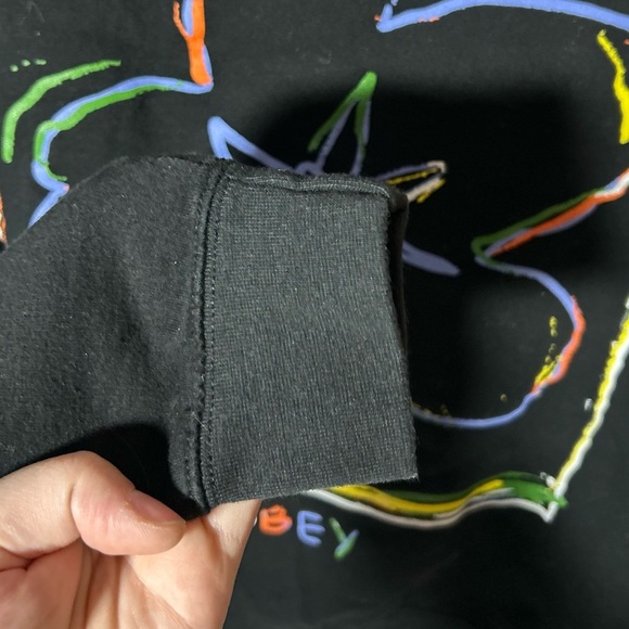 Obey Black Graffiti Flower Graphic Sweatshirt Size Small - Picture 5 of 8